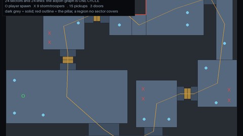 level 2's floorplan, redrawn from the level's own table (level 1: notes/plan.png)